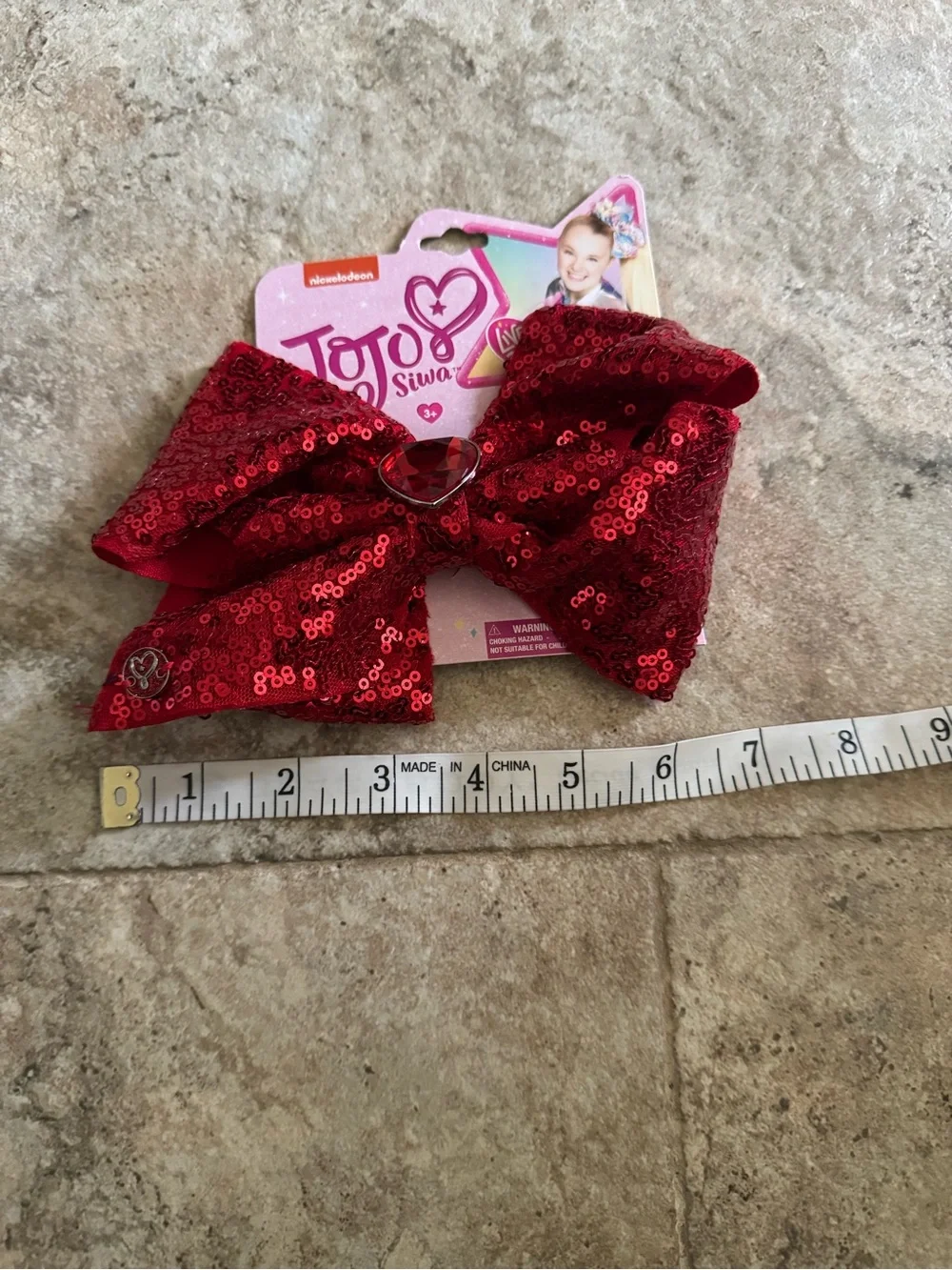 New 2 JoJo Siwa bows Red Sequin & Blue Snowflake rhinestones cheer bow clip
